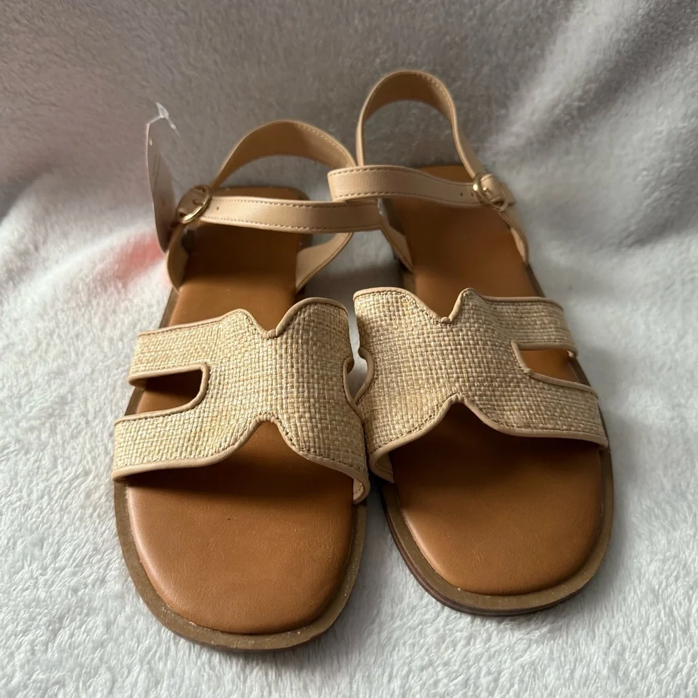 Wonder Nation Beige‎ and Brown Sandals Girl Youth Size 6 New Adjustable